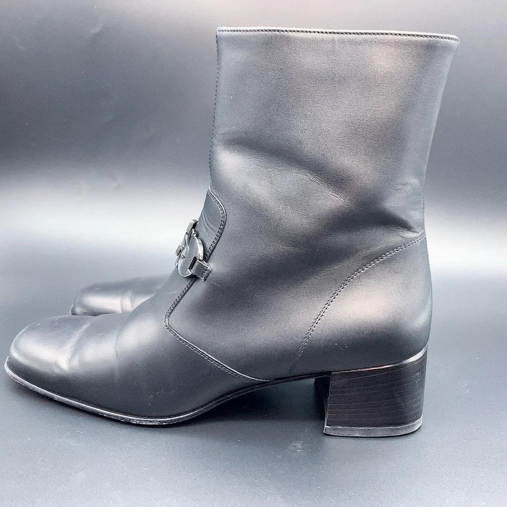 Salvatore Ferragamo Black Zippered Ankle Boots - Picture 3 of 16